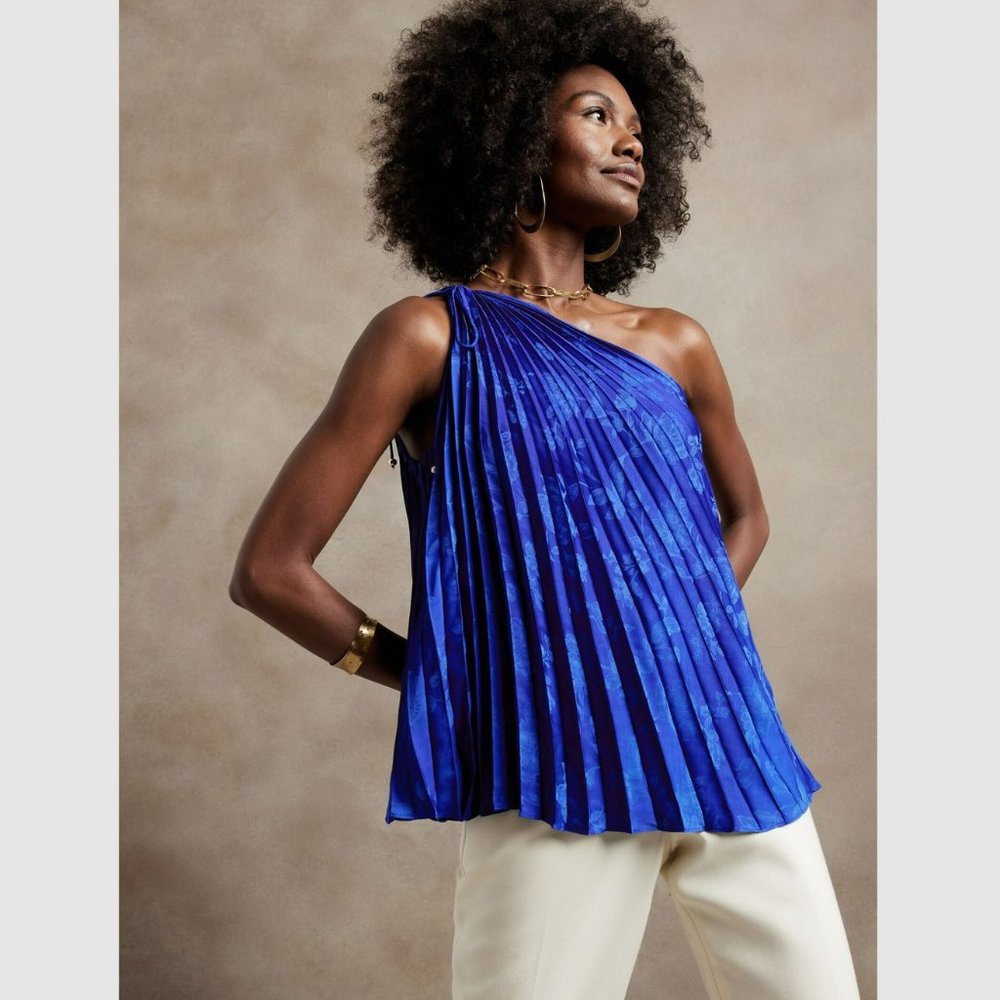 Banana Republic Radiant One-Shoulder Top Blue